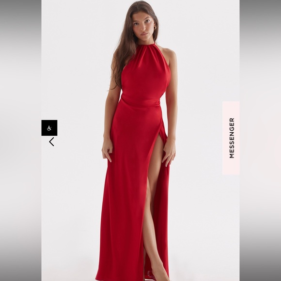 New House of CB ZANAB THIGH SLIT MAXI DRESS size small red rose - Picture 10 of 10